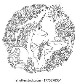 Unicorn adult coloring book Images, Stock Photos & Vectors | Shutterstock