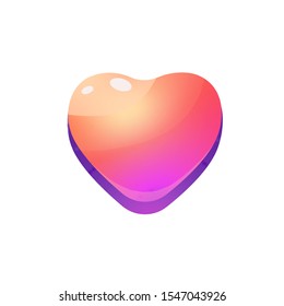 Vector colors heart icon on white background.Love icon for your design. Heart for banners, card, stories, social media, app or print. .Gradient love symbol for Valentine's Day.Vector illustration. 