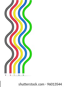 Vector colors marker felt-tip pens on white