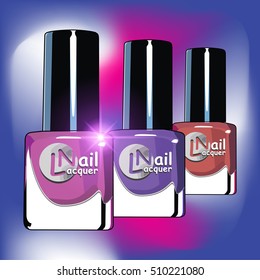 Vector colors nail lacquer bottles
