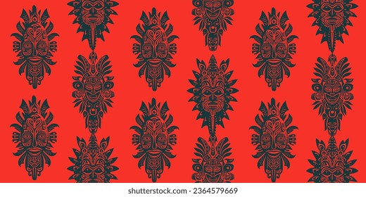 Vector with the colors red and green with tribal African elements