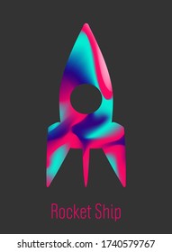 Vector colors rocket logo. Business startup concept form lines, particle style design. Abstract mesh color texture space style illustration.