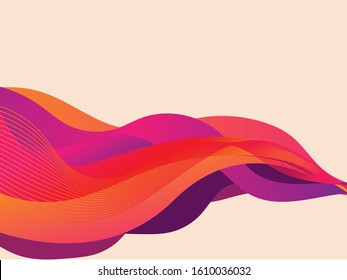 Vector colors wavy wave abstract swoosh background. Wavy waves banner color line for web banner. 