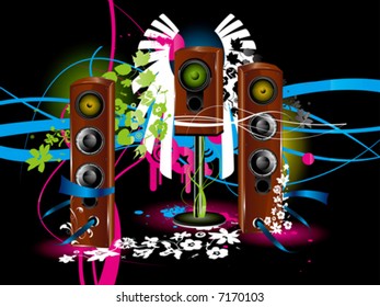 vector colour background with loudspeaker, acoustic system