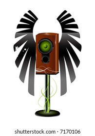 fundo da cor do vetor com alto-falante, sistema acústico