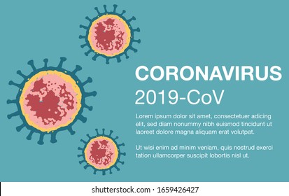 Vector colour flyer template with coronavirus illustration and place for your information.