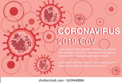 Vector colour flyer template with coronavirus illustration and place for your information.
