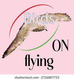 Vector Colour ful flying birds dots T Ilustración de la CAMISETA