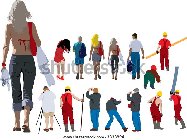 Vector Colour Illustration People Back Stock Vector (Royalty Free) 3333894