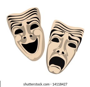 Vector colour laughing and sad masks
