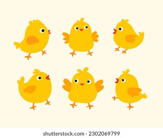Vector coloured chick collection, vector illustration 
