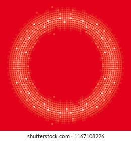 Vector coloured circle formed by dots, Red background