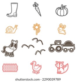 vector coloured farm and farming icons in flat style