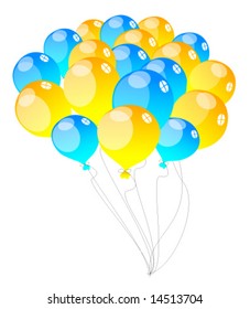 Vector coloured holiday balloons frame, background, texture