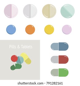 Vector coloured pills isolated on white background