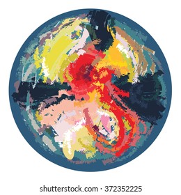Vector colourful abstract round brush background paint