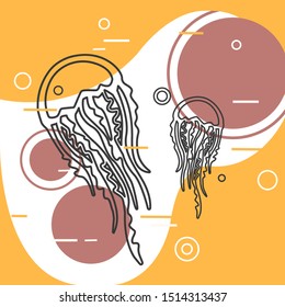 Vector colourful background with jellyfish