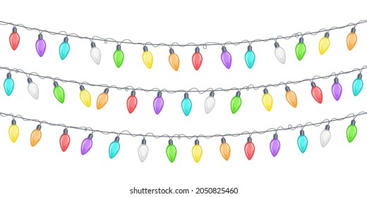 Cadenas de luces de Navidad coloridas para vectores