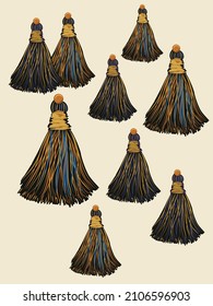 Vector Colourful Decorative Tassels. Great for handmade cards, invitations, wallpaper, packaging, nursery designs.