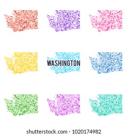 Vector colourful dotted map of the state of Washington.