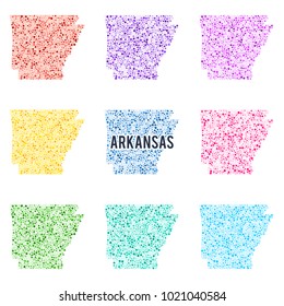 Vector colourful dotted map of the state of Arkansas.