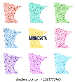 Vector colourful dotted map of the state of Minnesota.