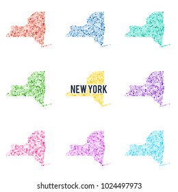 Vector colourful dotted map of the state of New York.