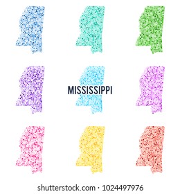 Vector colourful dotted map of the state of Mississippi.