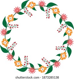 Flores de color vectorial marco redondo
