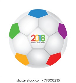 Vector colourful foot ball with 2018 year printed