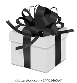 Vector colourful gift boxe with ribbon on white background.