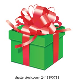 Vector colourful gift boxe with ribbon on white background.