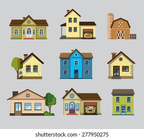 vector colourful home icon collection on gray