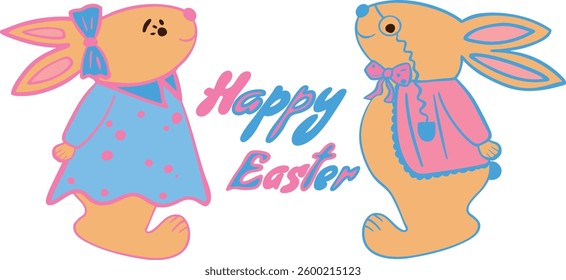 Vector colourful illustration for Easter. Easter bunny isolated on white background 