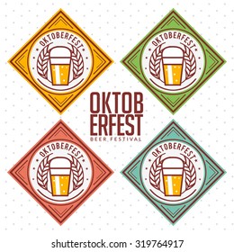 Vector colourful labels set with beer mug and the text Beer festival Oktoberfest.