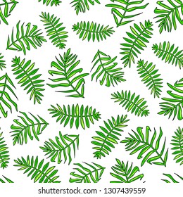 Vector colourful leaves. Tropical seamless summer pattern. 