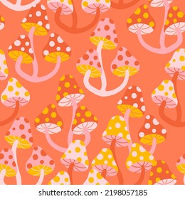 Vector Colourful Mushrooms Seamless Pattern