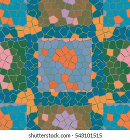 Vector colourful ornamental backdrop made of mosaic. New texture for design work