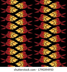 Vector colourful pattern with cute and funny fish illustrations. Decorative texture for your background, wrap paper, card and textile design