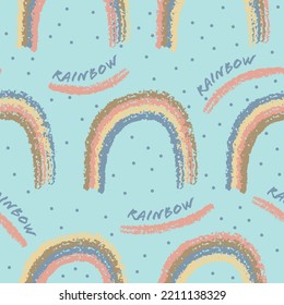 Vector colorido de arcos de arco iris puntos patrón de repetición azul