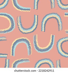 Vector colourful rainbows pink seamless pattern