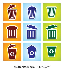 vector Colourful recycle garbage can