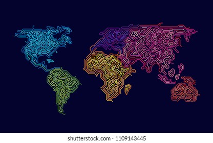 vector of colourful world map continents