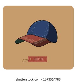 Ilustración colorida del vector de la tapa. Ilustración de estilo de caricatura, diseño de elementos, tarjeta, vintage, estilo retro. 