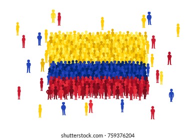 Vector Columbia state flag formed by crowd of cartoon people
