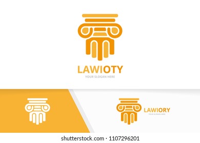 Vector column logo combination. Pillar symbol or icon. Unique history logotype design template.