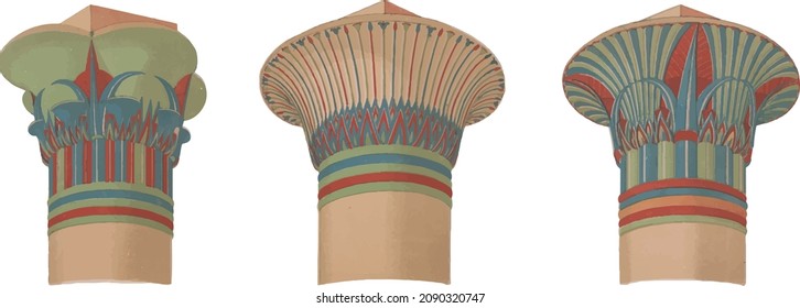 Vector of Columns in Philae Temple. Aswan. Egypt.
