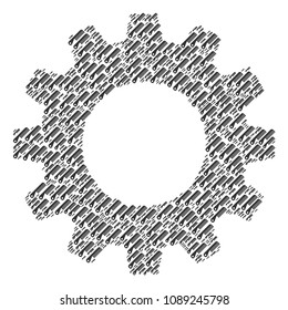 Vector comb icons are united into gear wheel illustration. Industrial design concept constructed from comb elements.