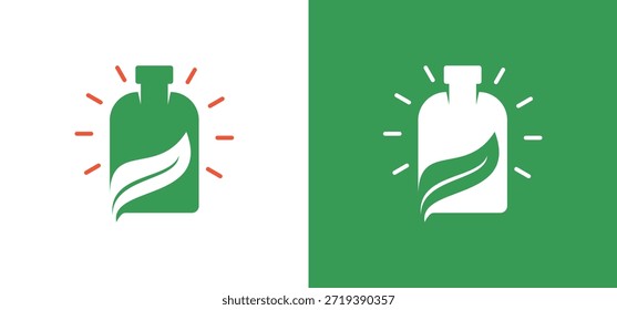 Vector of a combination dietary supplement in a green bottle with leaves symbolizing the natural weight loss journey. Suitable for health, fitness, diet, and lifestyle content.
