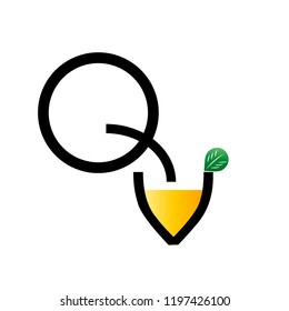 vector combination of letters QV  / pictogram people drink juice